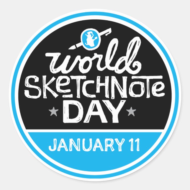 Adesivos do Dia Mundial do Sketnote (Frente)