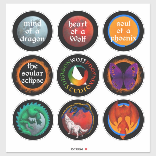 Adesivos do Dragon Wolf Phoenix Studio (Folha)