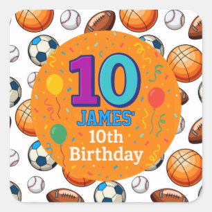 Adesivos do tema desportivo de 10.º aniversário pe