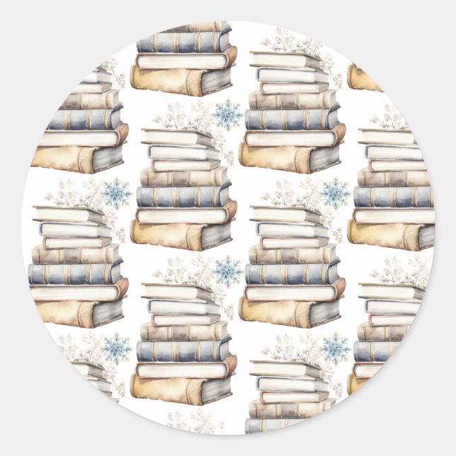 Adesivos e Selos de Neve e Livros (Frente)