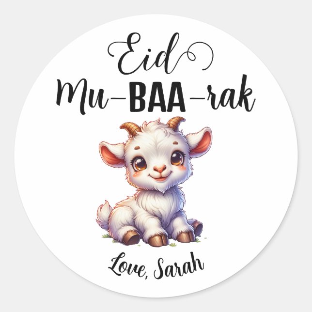 Adesivos Eid Mubarak redondos de cabra personaliza (Frente)