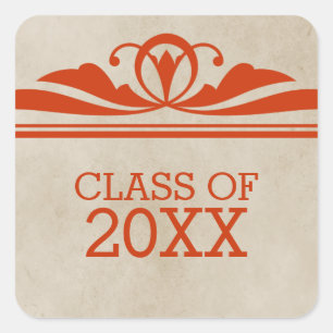 Adesivos Elegantes de Graduação de Deco Laranja