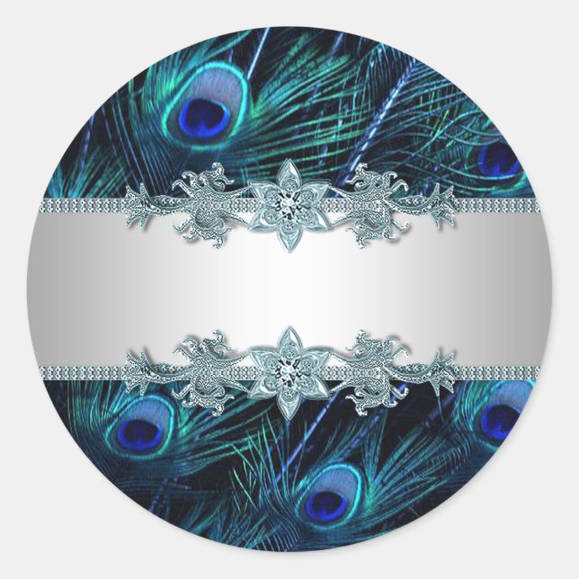 Adesivos Elegantes de Pavão Azul Real (Frente)