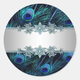 Adesivos Elegantes de Pavão Azul Real
