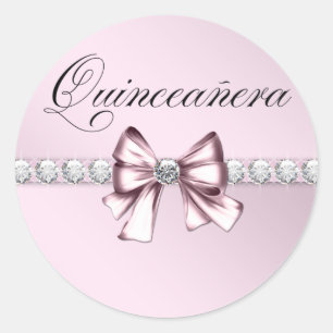 Adesivos Elegantes de Quinceanera Rosa Diamante Pr