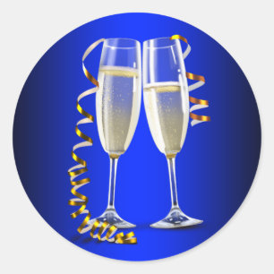 Adesivos Elegantes de Taça de Champanhe Azul e Dou