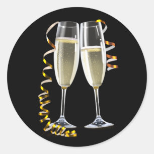 Adesivos Elegantes de Taça de Champanhe Preto Dour