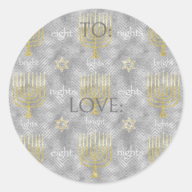 Adesivos Elegantes Hanukkah (1 1/2"/3") (Frente)