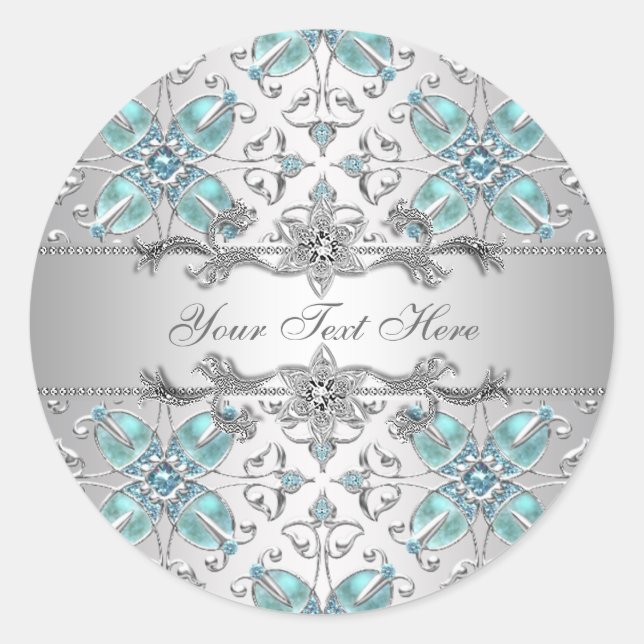 Adesivos Elegantes Prata e Azul Turquesa (Frente)