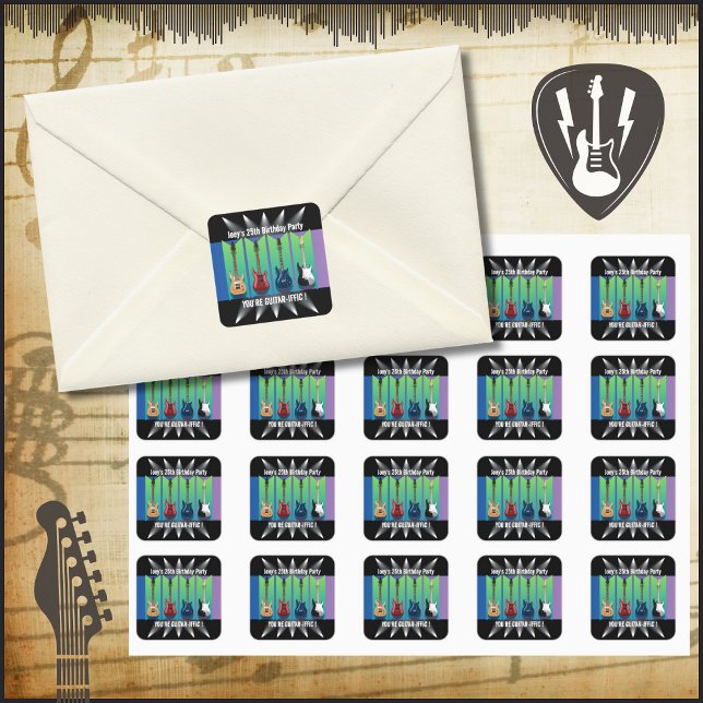 Adesivos Elétricos De Coleção De Violões (Electric Guitar Birthday Party )