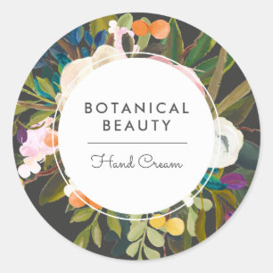 Adesivos em Círculo de Blisagem Botânica  Preto