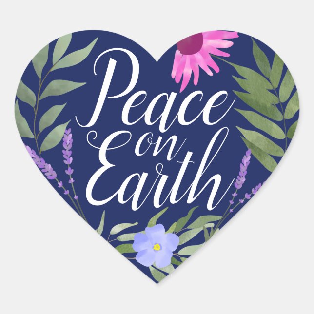 Adesivos em forma de coração com paz na Terra (Frente)