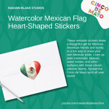 Adesivos em forma de coração da bandeira mexicana