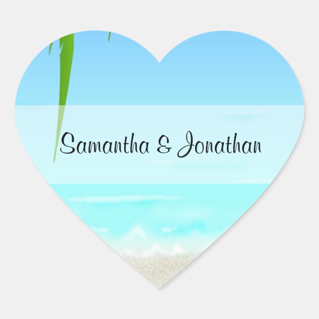 Adesivos em forma de coração de praia/oceano (Frente)