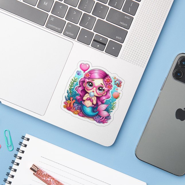 Adesivos Encantadores da Pequena Sereia (Notebook com iPhone)