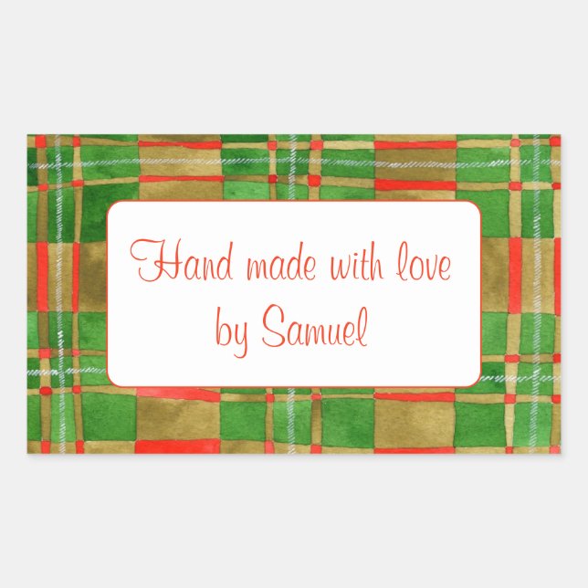 ADESIVOS "Feitos à Mão" Retângulo TARTAN MAC GREGO (Frente)