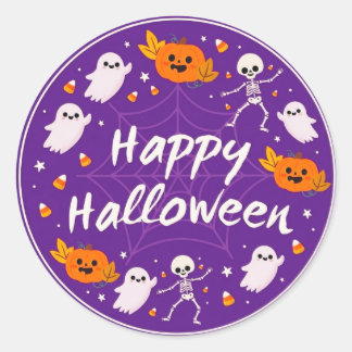 Adesivos Feliz Halloween Roxo Fofo
