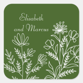 Adesivos florais de casamento verde-oliva