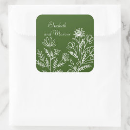 Adesivos florais de casamento verde-oliva