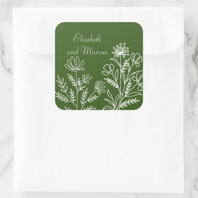Adesivos florais de casamento verde-oliva (Bolsa)