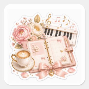 Adesivos Florais de Piano Aconchegante Café