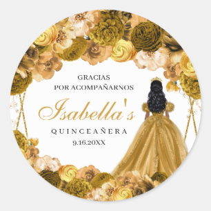 Adesivos Florais De Quinceanera Dourados