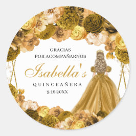 Adesivos Florais De Quinceanera Dourados
