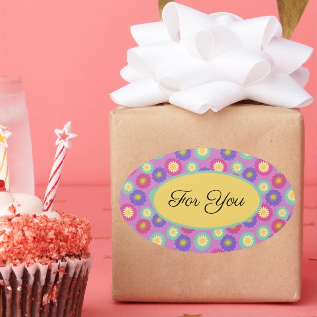 Adesivos Florais Retro Vibrantes Personalizáveis (Festa)