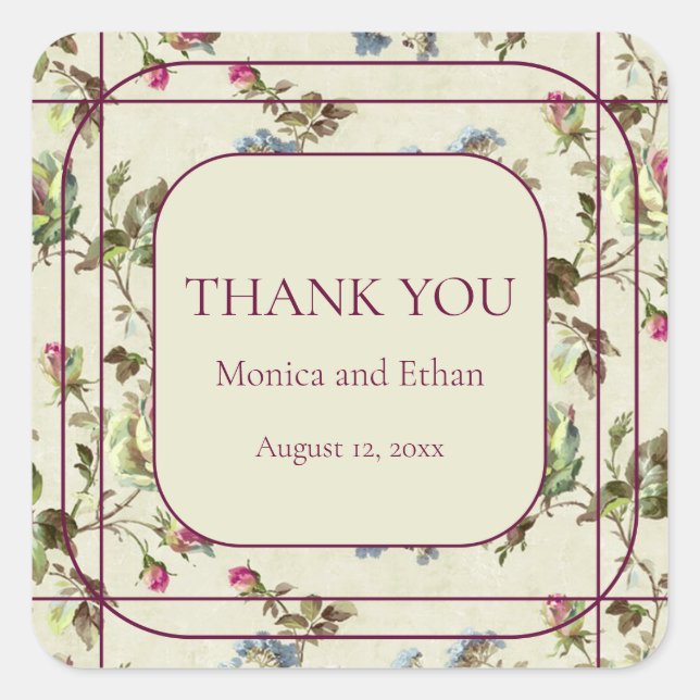 Adesivos florais românticos de rosa de jardim de c (Frente)