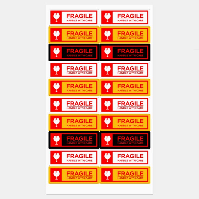 Adesivos Frágeis Manuseie com Cuidado (Folha)