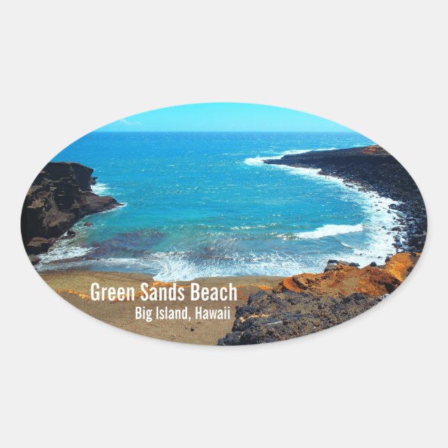 Adesivos Green Sands Beach Big Island Hawaii (Frente)