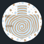 Adesivos Hanukkah (1 1/2" ou 3")Dreidel/Blue/Brown<br><div class="desc">Personalize alterando o tamanho, estilo, cor e texto da fonte. Tantos usos: De e para os adesivos de presentes, Obrigado aos adesivos nas bolsas de tratamento, Tópicos de Bolo (colar no estojo pesado, colar na ponta do dente da fita na parte traseira do estoque de papelão), ou que tal etiquetas...</div>