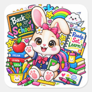 Adesivos Kawaii Bunny Ready Set Learn