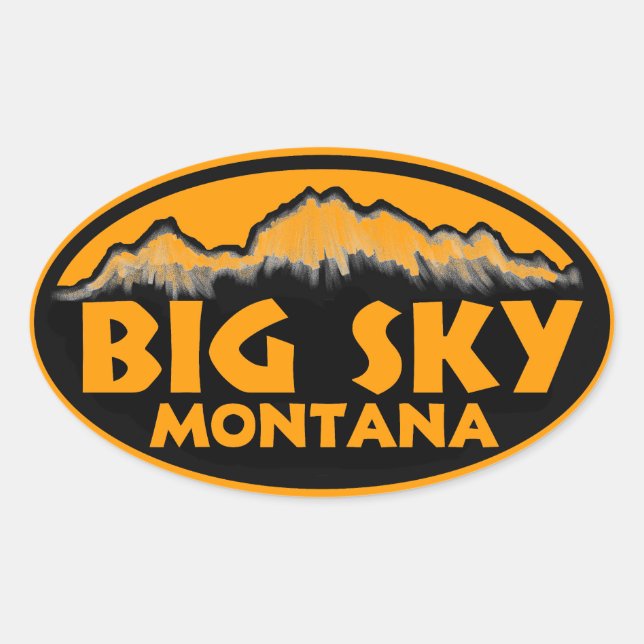 Adesivos laranja ovais do Big Sky Montana (Frente)