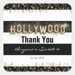 Adesivos Listras Preto e Branco Hollywood Dourado