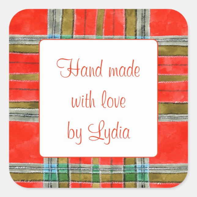 Adesivos MAC BAIN TARTAN 3" quadrados "Mão Feita" (Frente)