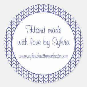 Adesivos "Mão Feita", redondos, com KNIT de LINHA 