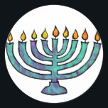 Adesivos Menorah<br><div class="desc">Menorah azul com velas cintilantes.</div>