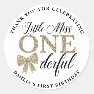 Adesivos Miss Onederful, Preto e Dourado