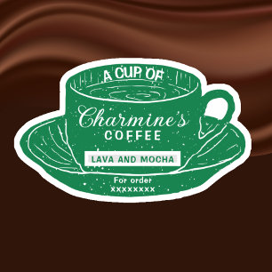 Adesivos Modernos de Xícara de Café Verde para Xíc