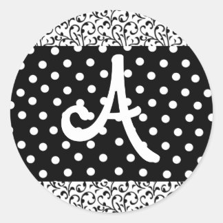 Adesivos monogramados pontos e damascos, preto e b