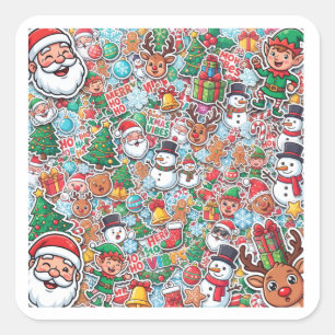 Adesivos Natalinos Fofos Padrão Papai Noel Boneco