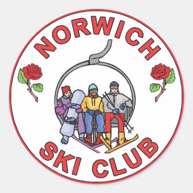 Adesivos Norwich Ski Club (3"x3" conjunto de 6) (Frente)