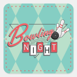 Adesivos Noturnos de Boliche com Logo Retro