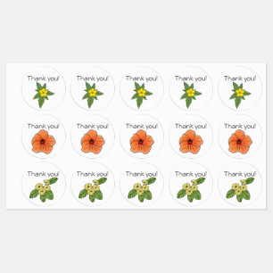 Adesivos "Obrigado" Florais 3 Designs Flores