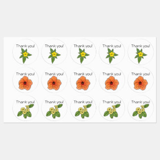 Adesivos "Obrigado" Florais 3 Designs Flores
