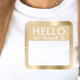 Adesivos Olá Meu Nome É Dourado Metálico