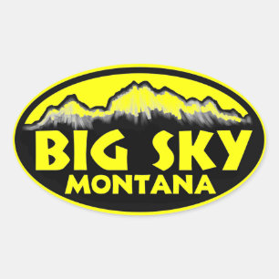 Adesivos ovais amarelos do Big Sky Montana