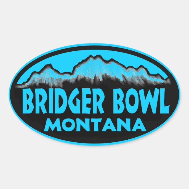 adesivos ovais azuis Bridger Bowl Montana (Frente)