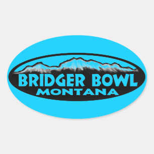adesivos ovais azuis Bridger Bowl Montana
